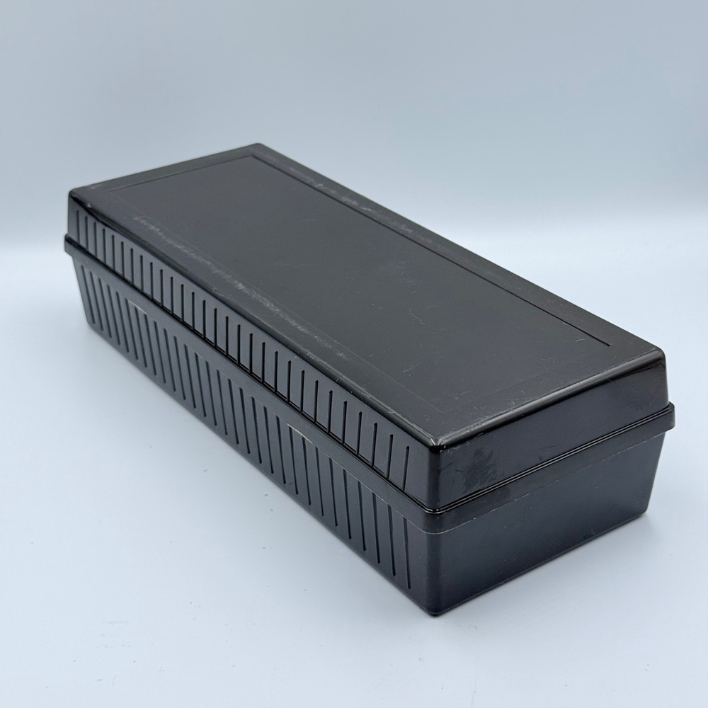 Vintage‎ Black Smoke Lid Plastic Cassette Tape Storage Case Holder 15 Tapes